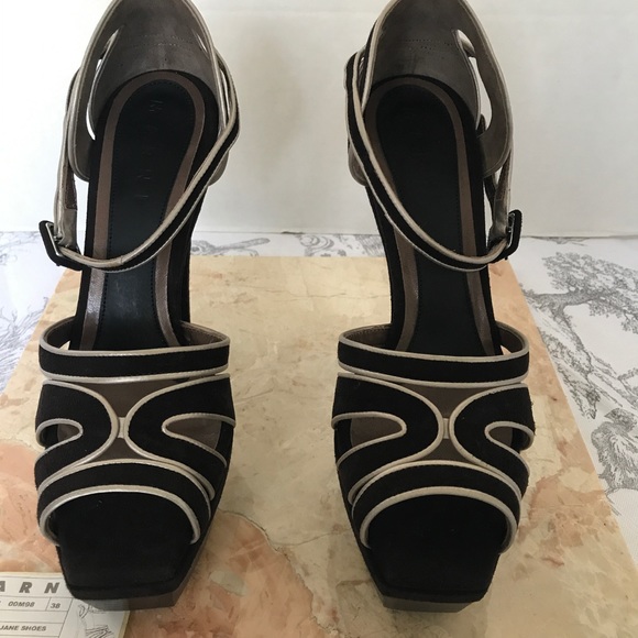 Marni New size 8 Chocolate Suede Sandals Platform - Picture 5 of 8